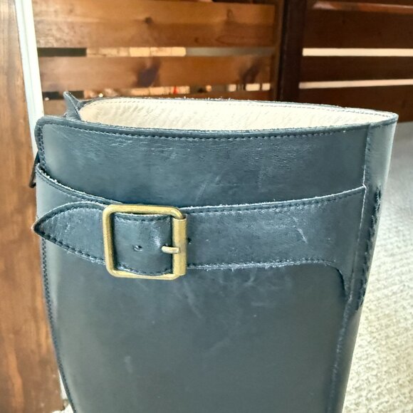 Manolo Blahnik Black Leather Tall Riding Boots – Made in Italy – Size 37.5 - Picture 9 of 16